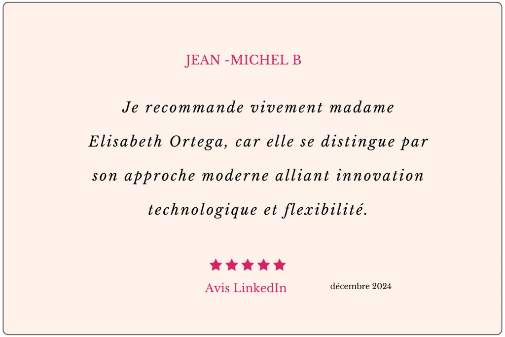 Un avis LinkedIn qui souligne la qualité du support administratif d’Adéo Assist’ : fiable, engagé et au service de votre organisation.